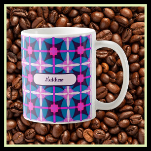 Retro geometrisk design i rosa, lila och blå - kaffemugg