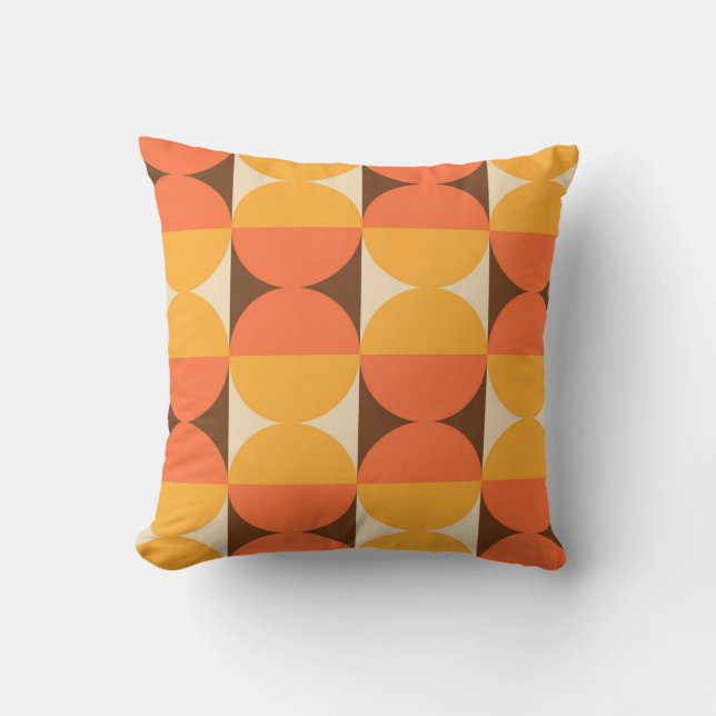 Retro geometrisk halvfyrkant och cirkelmönster kudde (Framsida)