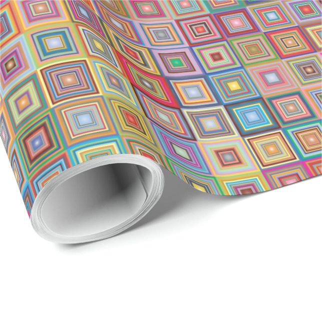 Retro geometrisk kakel mönster presentpapper (Rullad Hörn)