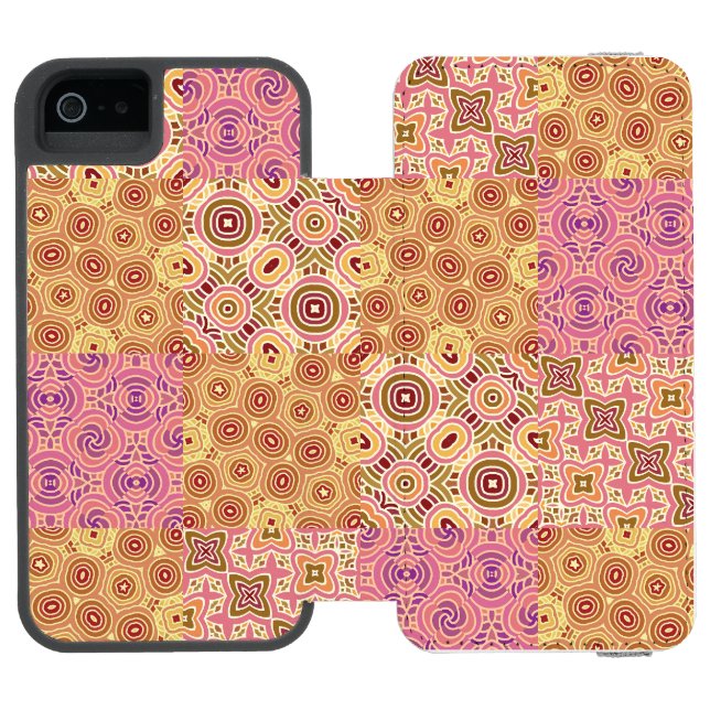 Retro geometrisk lapptäcke  incipio iPhone wallet skal (Folio Öppen)