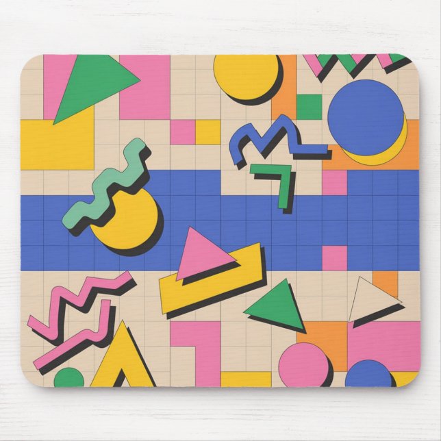 Retro geometrisk musmatta i Memphis-stil (Framsidan)