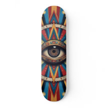 Retro Geometrisk Ond Ögon Skateboard