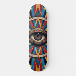 Retro Geometrisk Ond Ögon Skateboard