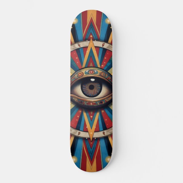 Retro Geometrisk Ond Ögon Skateboard (Framsida)