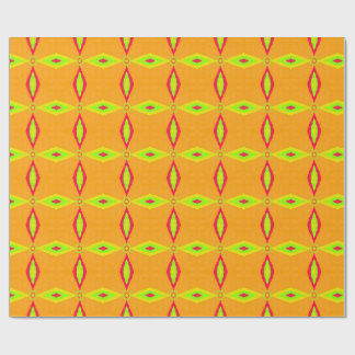 Retro geometrisk orange och lime diamantmönster  presentpapper