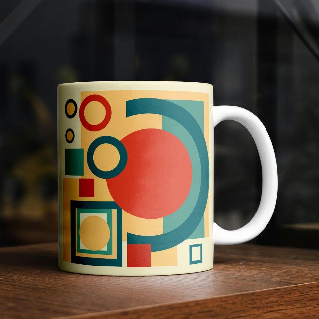 Retro Geometrisk Risograf Stil Abstrakt Design Kaffemugg (Retro Geometric Risograph Style Abstract Design. Coffee Mug)