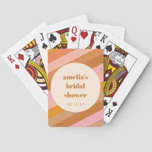 Retro Geometrisk Rosa Orange Anpassad Bröllopsdusc Casinokort