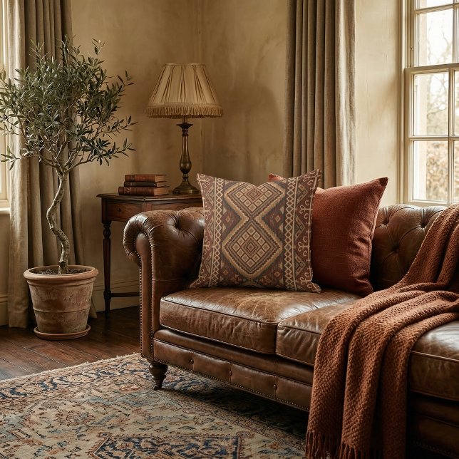 Retro geometrisk unik orientalisk mönster elegant kudde (Skapare uppladdad)