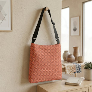 Retro geometriska cirklar grid mönster konst axelväska