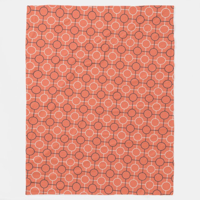 Retro geometriska cirklar grid mönster konst fleecefilt (Framsidan)