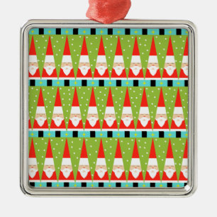 Retro geometriska Santa kvadrerar prydnaden Julgransprydnad Metall