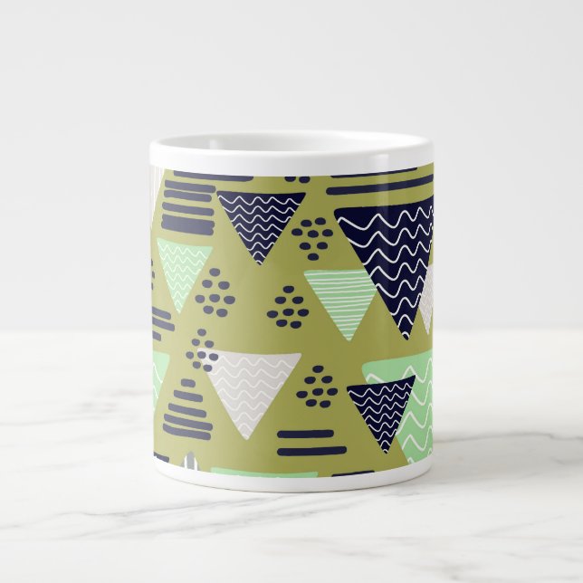 Retro geometriska trianglar kaffekopp jumbo mugg (Framsidan)