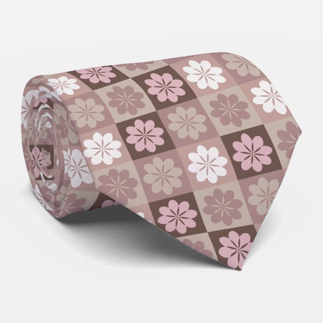 Retro geometriskt blomsterband halsduk slips (Rullad)
