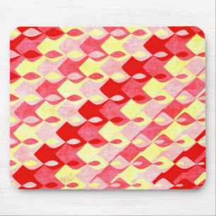 Retro geometriskt diamantmönster rött, rosa & gult musmatta