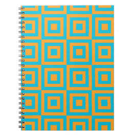 Retro geometriskt fyrkantigt mönster – djärvt oran anteckningsbok