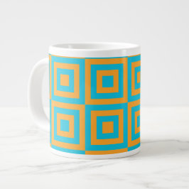 Retro geometriskt fyrkantigt mönster – djärvt oran jumbo mugg