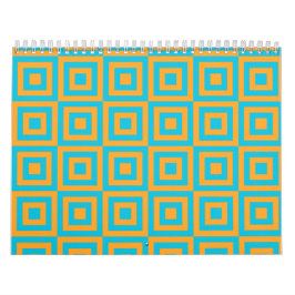 Retro geometriskt fyrkantigt mönster – djärvt oran kalender