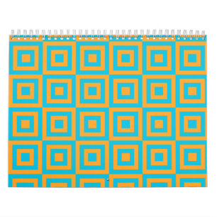 Retro geometriskt fyrkantigt mönster – djärvt oran kalender