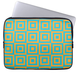 Retro geometriskt fyrkantigt mönster – djärvt oran laptop fodral