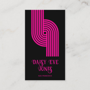 Retro geometriskt magenta modern svart visitkort