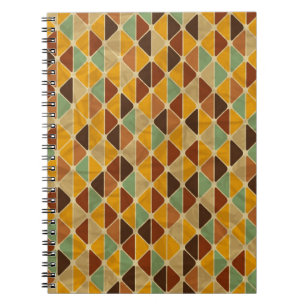 Retro geometriskt mönster 3 anteckningsbok med spiral
