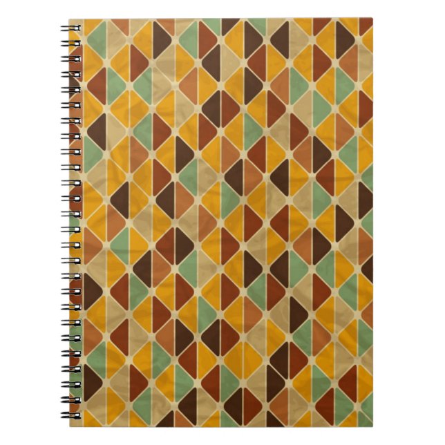 Retro geometriskt mönster 3 anteckningsbok med spiral (Framsidan)