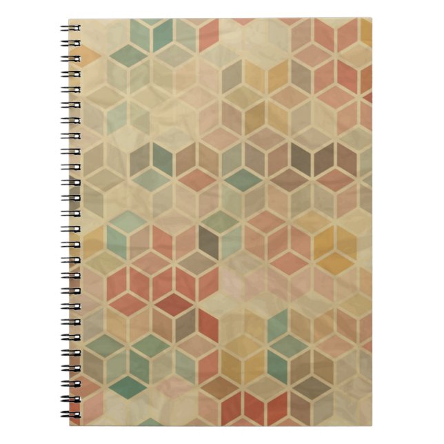 Retro geometriskt mönster 5 anteckningsbok med spiral (Framsidan)