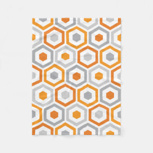 Retro geometriskt mönster för orange grå färg fleecefilt