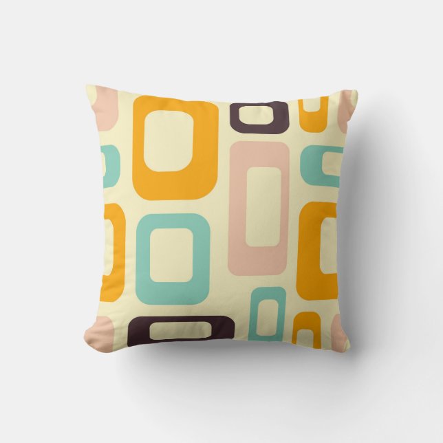 Retro geometriskt mönster i ljusbeige bakgrund kudde (Framsida)