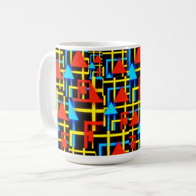Retro geometriskt mönster  kaffemugg (Framsida vänster)