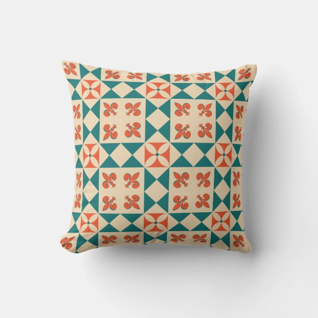 Retro geometriskt mönster kudde (Framsida)