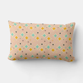 Retro geometriskt mönster med teal, orange, svart lumbarkudde