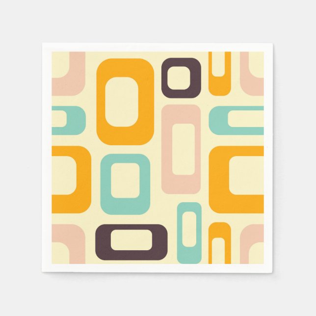 Retro geometriskt mönster på ljusbeige bakgrund pappersservett (Framsidan)