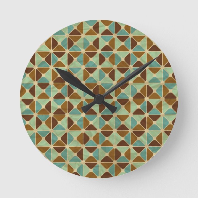 Retro geometriskt mönster rund klocka (Framsida)