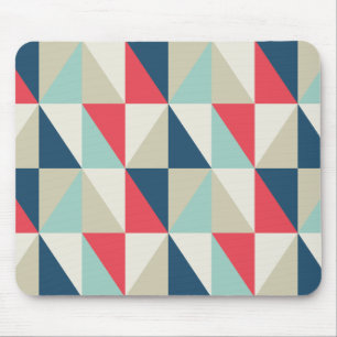 Retro geometriskt röd och blåtttriangelmönster musmatta