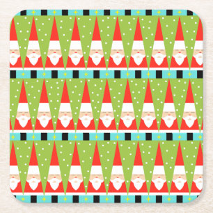 Retro geometriskt Santa hårt pappersunderlägg Underlägg Papper Kvadrat