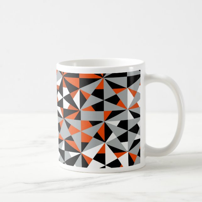 Retro geometriskt skraj orange grå kaffemugg (Höger)