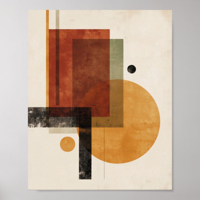 Retro Geometry – Minimal Wall Art in Rust Beige Poster (Framsidan)