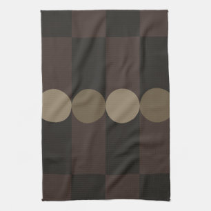 Retro Geometry Rand Circles Black Guld Kökshandduk