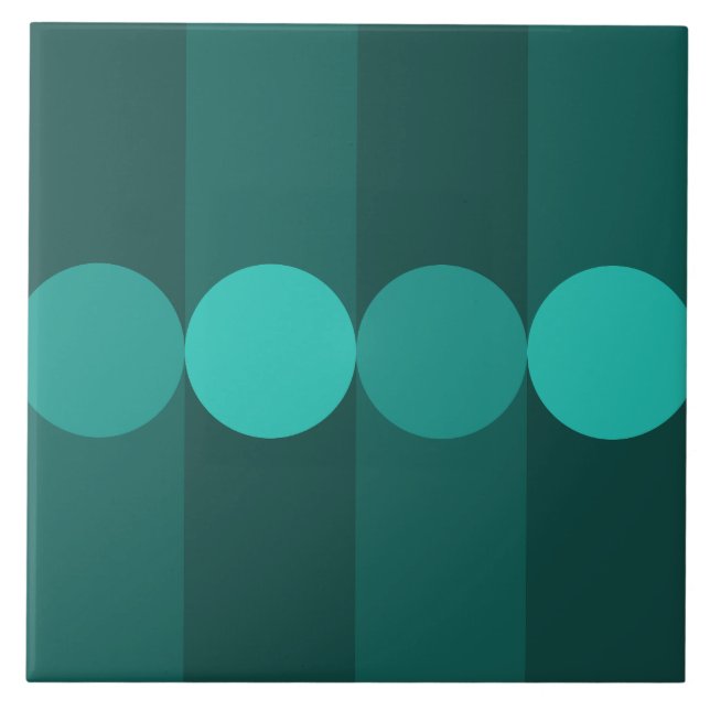 Retro Geometry Rand Circles Teal Kakelplatta (Framsidan)