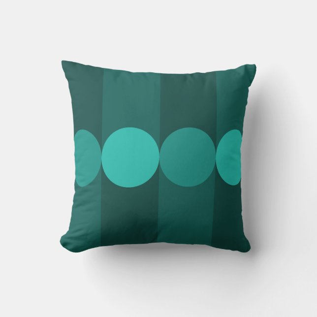 Retro Geometry Rand Circles Teal Kudde (Framsida)