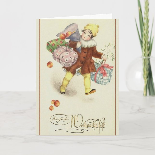 Retro German Frohes Weihnachtsfest julkort Helgkort (Framsida)