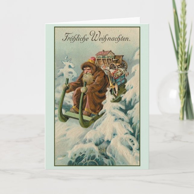 Retro German Fröhliche Weihnachten julkort Helgkort (Framsida)