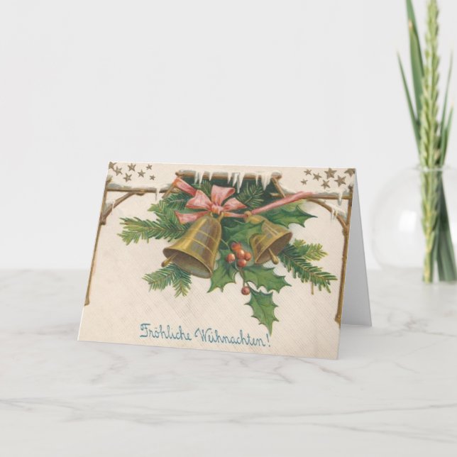 Retro German Fröhliche Weihnachten julkort Helgkort (Framsida)
