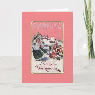 Retro German Fröhliche Weihnachten julkort Helgkort