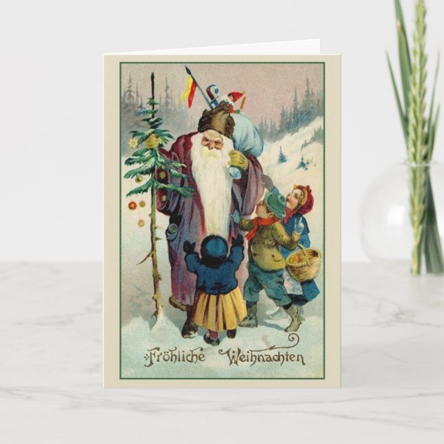 Retro German Fröhliche Weihnachten julkort Helgkort (Framsida)