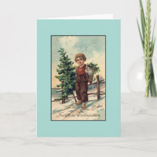 Retro German Fröhliche Weihnachten julkort Helgkort