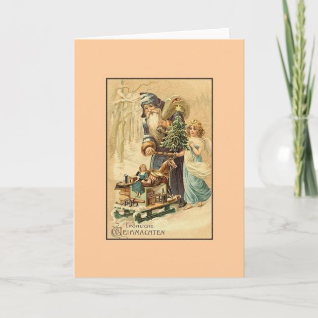 Retro German Fröhliche Weihnachten julkort Helgkort (Framsida)