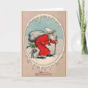 Retro German Fröhliche Weihnachten julkort Helgkort