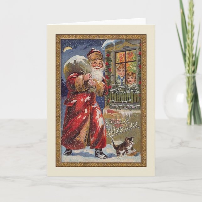 Retro German Fröhliche Weihnachten julkort Helgkort (Framsida)